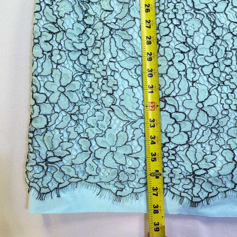 Antonio‎ Melani Mint Green Black Floral Lace Sheath Dress Cap Sleeve Size 10 - Picture 14 of 14